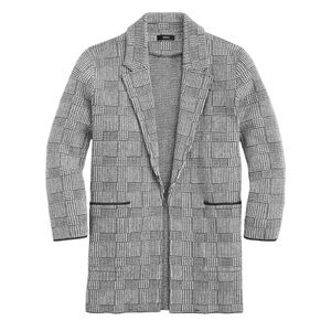 J Crew Sophie open-front sweater blazer in glen plaid Womens Black White Sz XS
